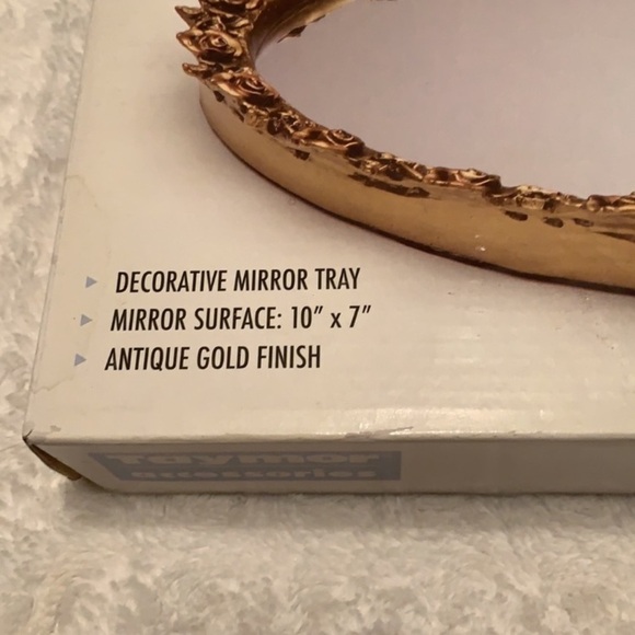 Perfume mirror tray gold decorative tray size 10” x 7” antique gold finish new - Picture 4 of 8